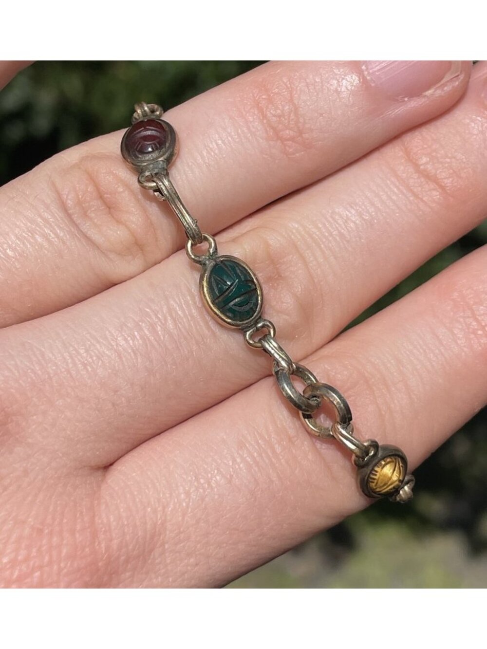 Vintage Mid-Century Designer Van Dell Scarab Doll Bracelet 12kt Gold Fill
